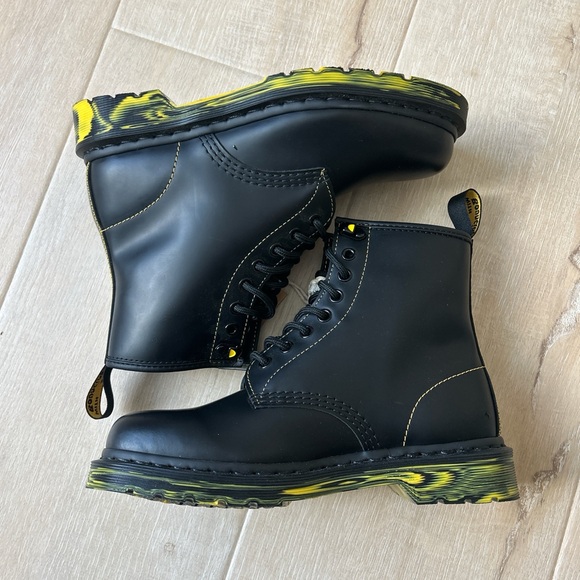 Dr. Martens Kids Black and Yellow Boots - Picture 3 of 4